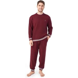 imageDAVID ARCHY Mens Pajamas Set UltraSoft Fleece Pajamas Lightweight ampamp Breathable Sleepwear Long Sleeve Lounge Set with PocketsWine Red
