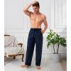 imageDAVID ARCHY Mens Pajama Pants Woven Cotton Plaid Sleep and Lounge Bottoms with Pockets Ultra Lightweight 3 Pack3 Pack  Charcoal BlackNavy WhiteDeep Navy