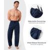 imageDAVID ARCHY Mens Pajama Pants Woven Cotton Plaid Sleep and Lounge Bottoms with Pockets Ultra Lightweight 3 Pack3 Pack  Charcoal BlackNavy WhiteDeep Navy