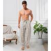 imageDAVID ARCHY Mens Pajama Pants Woven Cotton Plaid Sleep and Lounge Bottoms with Pockets Ultra Lightweight 3 Pack3 Pack  Gray GreenBeige KhakiNavy Cream