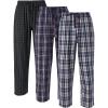 imageDAVID ARCHY Mens Pajama Pants Woven Cotton Plaid Sleep and Lounge Bottoms with Pockets Ultra Lightweight 3 Pack3 Pack  Charcoal BlackNavy Red Mini PlaidNavy Cream