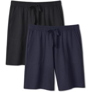 imageDAVID ARCHY Mens Pajama Shorts Soft ampamp Lightweight Sleep Shorts Breathable ampamp QuickDry Lounge Shorts with Pockets 2 PackBlueblack