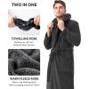 imageDAVID ARCHY Mens Bathrobes with Hood Microfiber Fleece Warm and High Absorbent Towel Robe for MenDark Gray