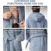 imageDAVID ARCHY Mens Bathrobes with Hood Microfiber Fleece Warm and High Absorbent Towel Robe for MenWater Blue