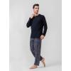 imageDAVID ARCHY Mens Cotton Pajamas Henley Collar Sleepwear Soft Classic ButtonDown Woven Long Sleeve Set S BlackHeather Black Grid
