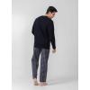 imageDAVID ARCHY Mens Cotton Pajamas Henley Collar Sleepwear Soft Classic ButtonDown Woven Long Sleeve Set S BlackHeather Black Grid