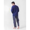 imageDAVID ARCHY Mens Cotton Pajamas Henley Collar Sleepwear Soft Classic ButtonDown Woven Long Sleeve Set S Navy BlueNavy Blue Grid