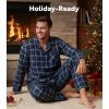 imageDAVID ARCHY Mens Pajamas Set Flannel Pjs Sets UltraSoft Cotton Pajamas for Men Classic Plaid Lounge Set with Roomy PocketsNavy Bule