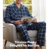 imageDAVID ARCHY Mens Pajamas Set Flannel Pjs Sets UltraSoft Cotton Pajamas for Men Classic Plaid Lounge Set with Roomy PocketsNavy Bule