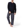 imageDAVID ARCHY Mens Cotton Pajamas Henley Collar Sleepwear Soft Classic ButtonDown Woven Long Sleeve Set S BlackHeather Black Grid