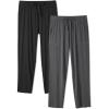 imageDAVID ARCHY Mens Pajama Pants Bamboo Rayon Lightweight Knit Sleep Bottoms Soft Lounge Pants with Pockets PJs 2 PackBlackHeather Dark Gray