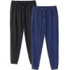 imageDAVID ARCHY Mens Pajama Pants Cotton Bottoms Soft Lightweight Loungewear with Drawstring and Pockets 2 PackBlackNavy Blue