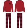 imageDAVID ARCHY Womens mens boys and girls fleece pajamas set Christmas red checkered elk embroideryRed