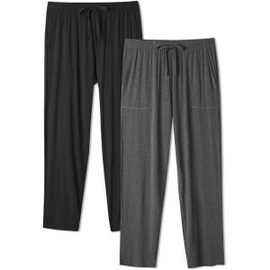 imageDAVID ARCHY Mens Pajama Pants Bamboo Rayon Lightweight Knit Sleep Bottoms Soft Lounge Pants with Pockets PJs 2 PackBlackHeather Dark Gray