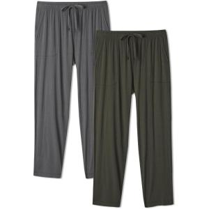 imageDAVID ARCHY Mens Pajama Pants Bamboo Rayon Lightweight Knit Sleep Bottoms Soft Lounge Pants with Pockets PJs 2 PackDark GrayOlive Green