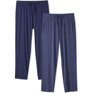 imageDAVID ARCHY Mens Pajama Pants Bamboo Rayon Lightweight Knit Sleep Bottoms Soft Lounge Pants with Pockets PJs 2 PackNavy BlueHeather Navy Blue