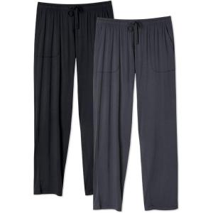 imageDAVID ARCHY Mens Pajama Pants Bamboo Rayon Lightweight Sleep Bottoms Breathable Lounge Pants with Pockets Comfy PJs 2 PackBlackDark Gray