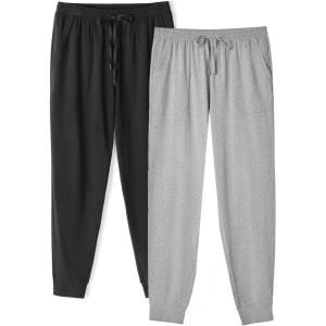 imageDAVID ARCHY Mens Pajama Pants Cotton Bottoms Soft Lightweight Loungewear with Drawstring and Pockets 2 PackBlackHeather Grey