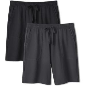 imageDAVID ARCHY Mens Pajama Shorts Soft ampamp Lightweight Sleep Shorts Breathable ampamp QuickDry Lounge Shorts with Pockets 2 PackDark Greyblack
