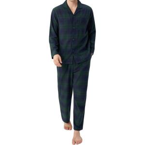 imageDAVID ARCHY Mens Pajamas Set Flannel Pjs Sets UltraSoft Cotton Pajamas for Men Classic Plaid Lounge Set with Roomy PocketsGreen Navy Tartan Plaid