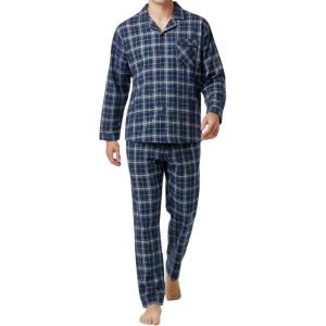 imageDAVID ARCHY Mens Pajamas Set Flannel Pjs Sets UltraSoft Cotton Pajamas for Men Classic Plaid Lounge Set with Roomy PocketsNavy Bule