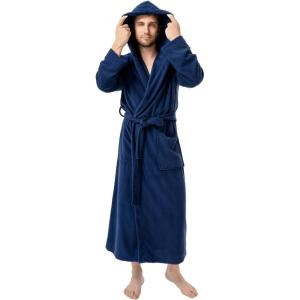 imageDAVID ARCHY Mens Robe Long Sleeve Lightweight Knit BathrobeComfort Knee Length Hood SleepwearDark Blue