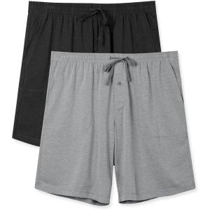 imageDAVID ARCHY Mens Ultra Soft ampamp Quick Dry Sleep Shorts Cotton Blend Pajama Shorts with Pockets and Fly 2 PackBlackHeather Dark Gray