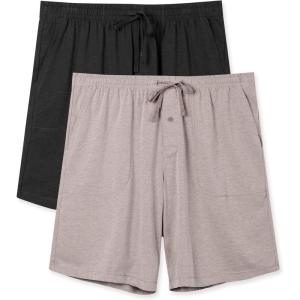 imageDAVID ARCHY Mens Ultra Soft ampamp Quick Dry Sleep Shorts Cotton Blend Pajama Shorts with Pockets and Fly 2 PackBrownBlack