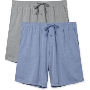 imageDAVID ARCHY Mens Ultra Soft ampamp Quick Dry Sleep Shorts Cotton Blend Pajama Shorts with Pockets and Fly 2 PackHeather BlueHeather Gray