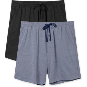 imageDAVID ARCHY Mens Ultra Soft ampamp Quick Dry Sleep Shorts Cotton Blend Pajama Shorts with Pockets and Fly 2 PackHeather Dark BlueBlack
