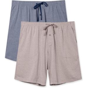 imageDAVID ARCHY Mens Ultra Soft ampamp Quick Dry Sleep Shorts Cotton Blend Pajama Shorts with Pockets and Fly 2 PackHeather Dark BlueBrown