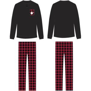 imageDAVID ARCHY Womens mens boys and girls fleece pajamas set Christmas red checkered elk embroideryBlack
