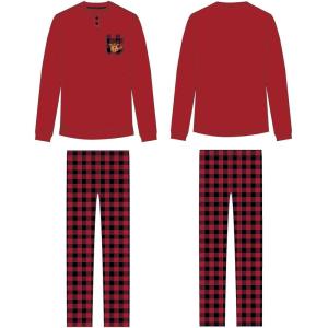 imageDAVID ARCHY Womens mens boys and girls fleece pajamas set Christmas red checkered elk embroideryRed