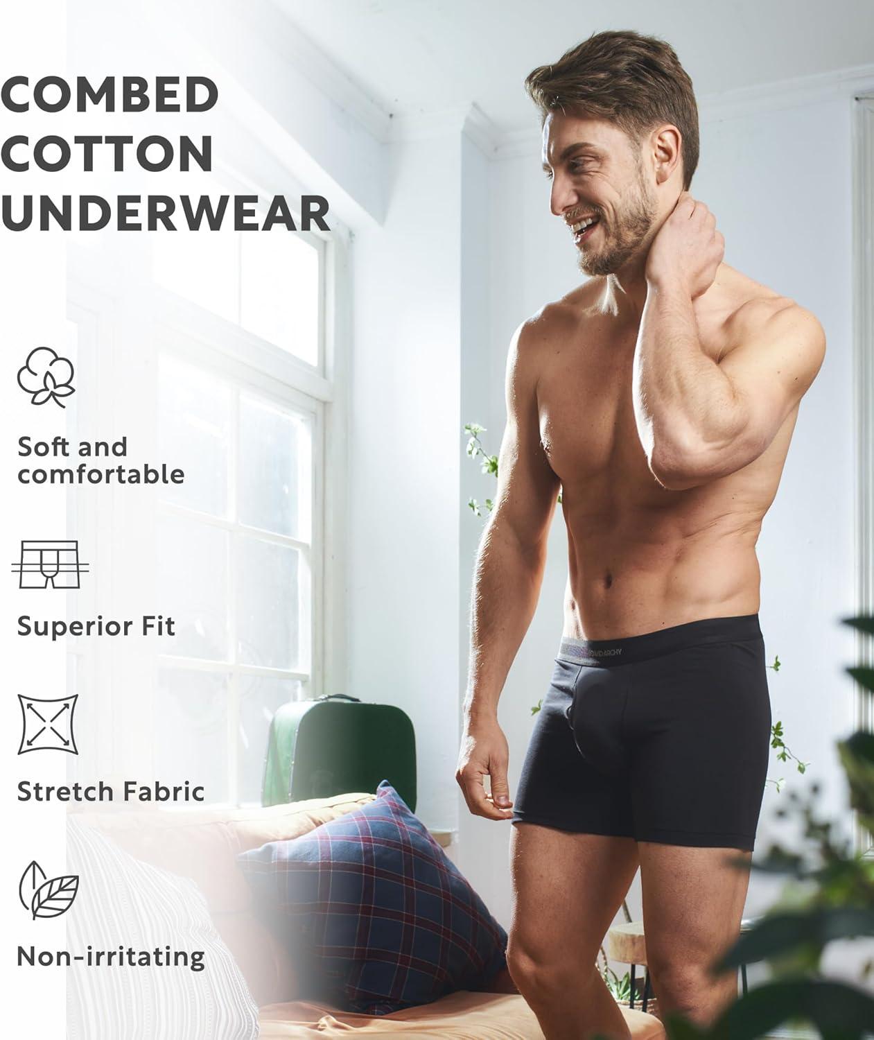 imageDAVID ARCHY Mens Underwear Boxer Briefs Cotton Comfortbale Soft Breathable with Fly Underwear for Men 6 PackAssorted Colors1