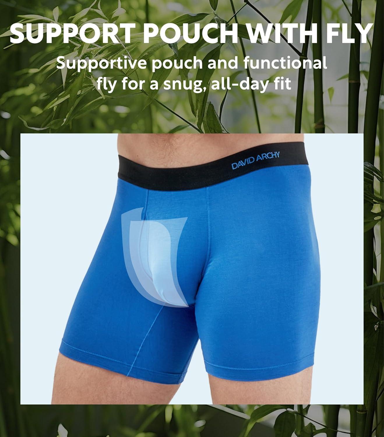 imageDAVID ARCHY Mens Underwear Rayon Made from Bamboo 7Pack WickingMoisture ampamp Cool Boxer Briefs with Support PouchAssorted Colors  65 in 7 Pack