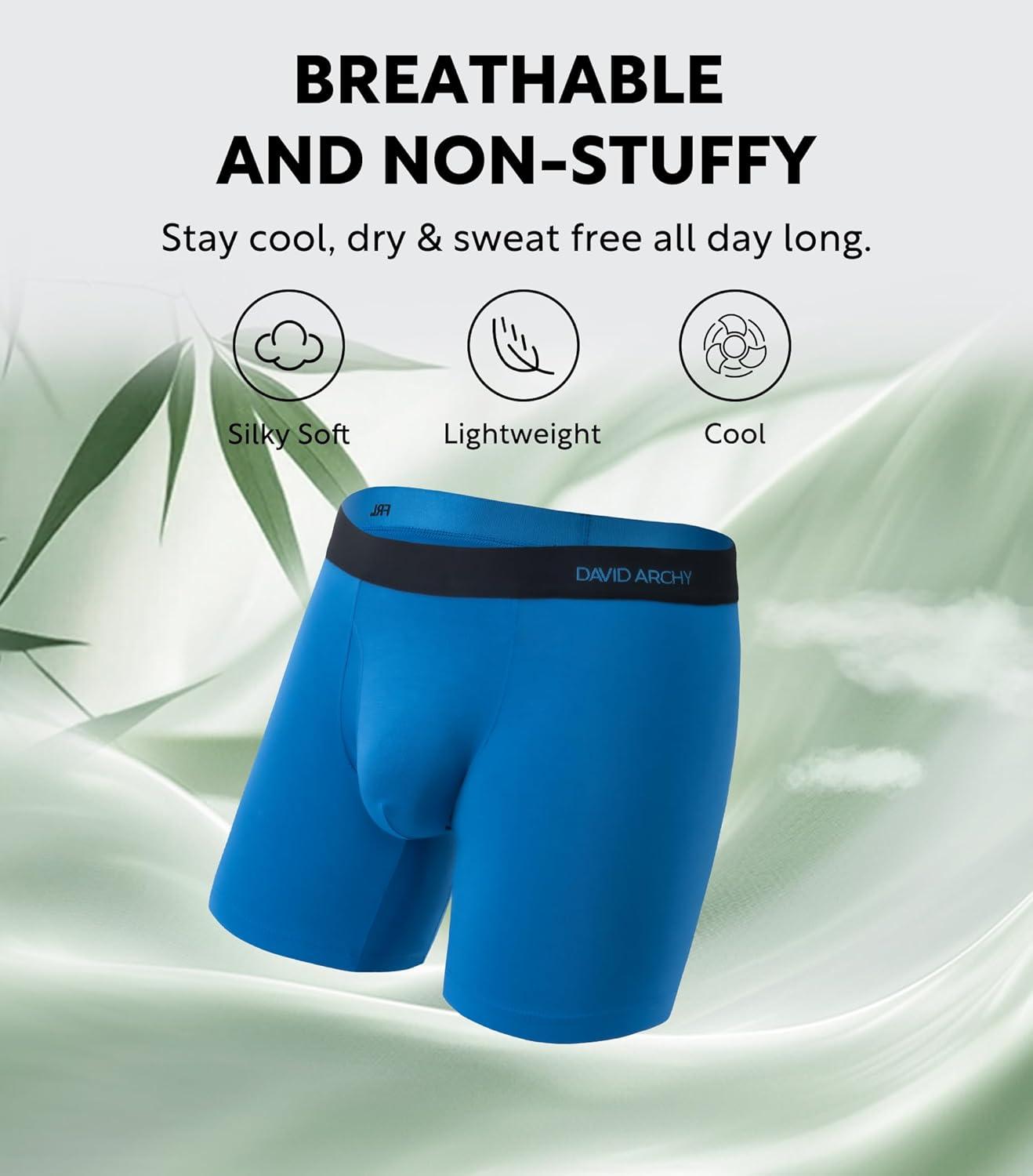 imageDAVID ARCHY Mens Underwear Rayon Made from Bamboo 7Pack WickingMoisture ampamp Cool Boxer Briefs with Support PouchDark Assorted Colors  65 in 7 Pack