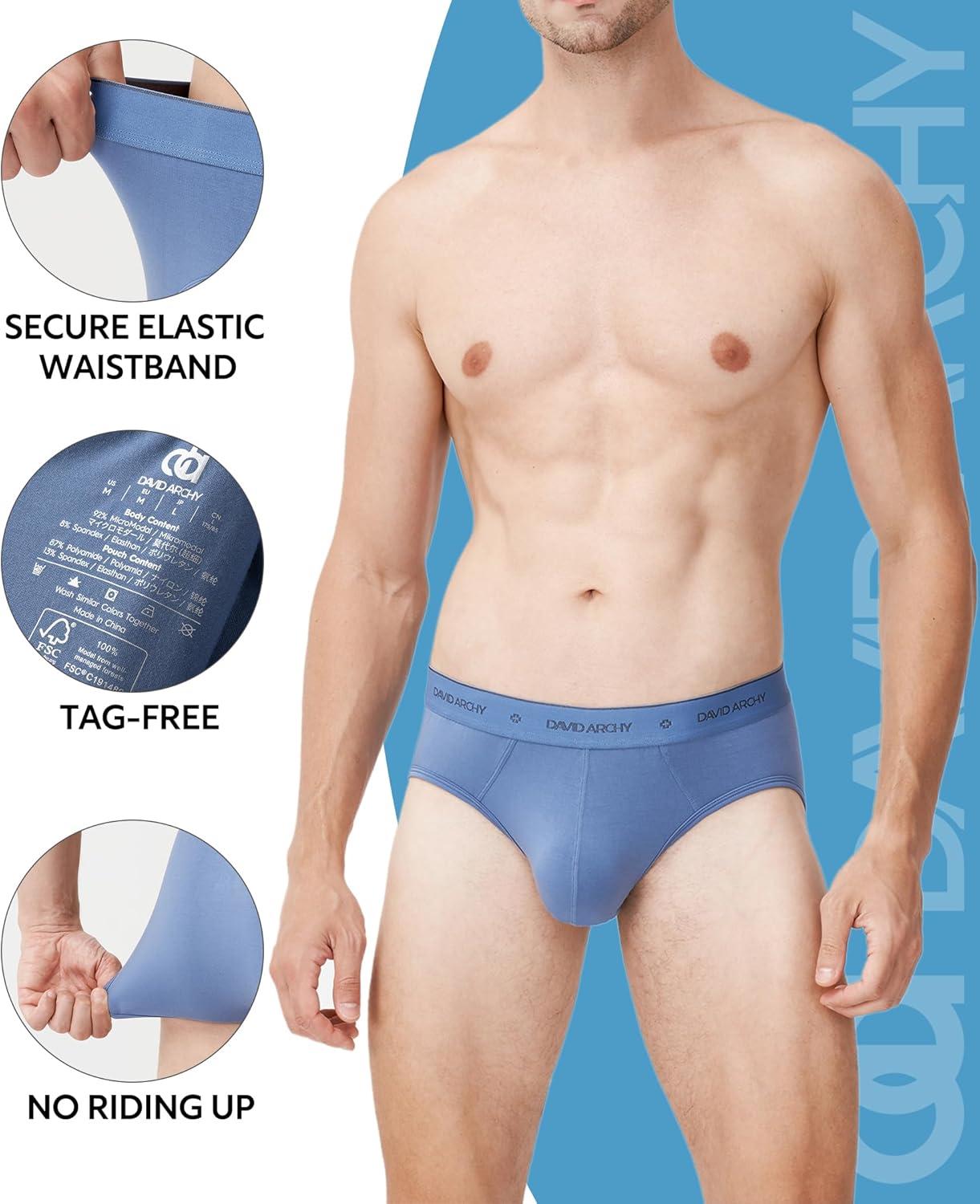 imageDAVID ARCHY Mens Underwear Ultra Soft Modal Dual Pouch Briefs Support Comfortable lightweight Briefs for Men 4 or 7 PackMulticolor