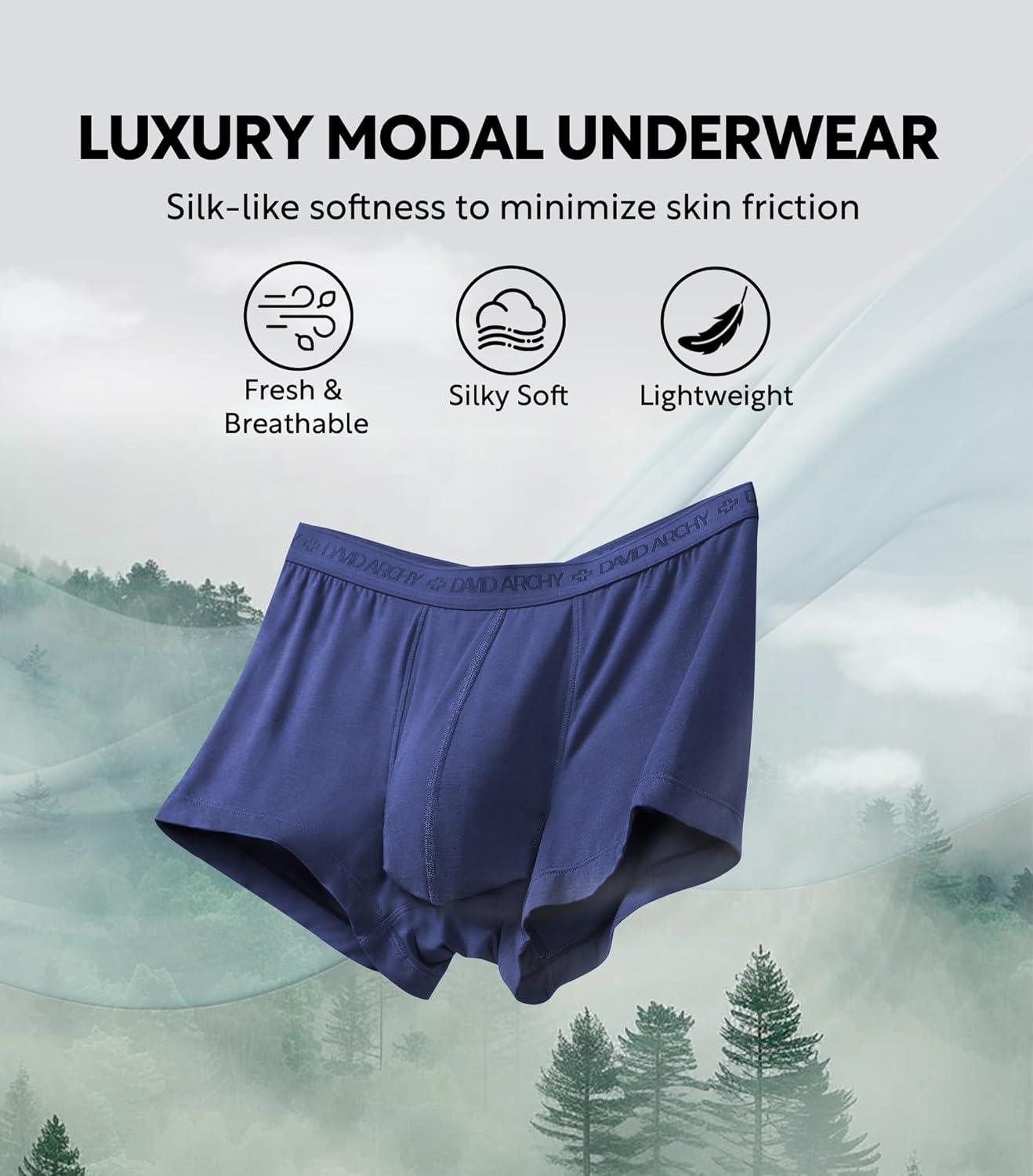 imageDAVID ARCHY Mens Underwear Ultra Soft Modal Support Pouch Trunks Moisture Wicking Boxer Briefs for Men MultipackAssorted Colors35 No Fly
