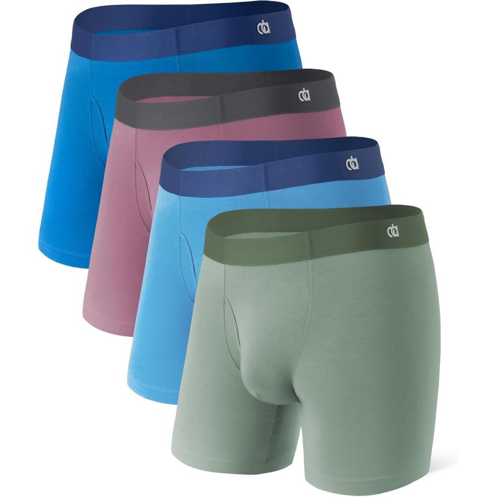 imageDAVID ARCHY Mens Underwear Moisture Wicking Breathable Rayon Made From Bamboo Seamless Underwear with Support Pouch 4 PackAssorted Colors With Fly