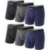 imageDAVID ARCHY Mens Underwear Boxer Briefs Cotton Comfortbale Soft Breathable with Fly Underwear for Men 6 PackBlackDark GrayNavy Blue1