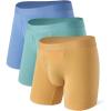 imageDAVID ARCHY Mens Underwear Boxer Briefs UltraSoft Micro Modal Breathable Comfortable with Fly Boxer Briefs for Men 3 PackBlueGreenYellow 65 With Fly