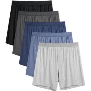 imageDAVID ARCHY Mens Boxers Soft Rayon Made from Bamboo Boxers for Men Pack Loose Underwear Cooling Mens Boxer ShortsBlackDeep GreyDeep BlueGrey BlueGrey