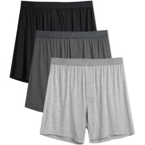 imageDAVID ARCHY Mens Boxers Soft Rayon Made from Bamboo Boxers for Men Pack Loose Underwear Cooling Mens Boxer ShortsBlackGrayDark Gray