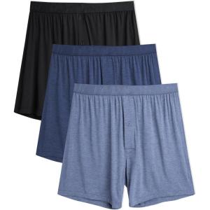 imageDAVID ARCHY Mens Boxers Soft Rayon Made from Bamboo Boxers for Men Pack Loose Underwear Cooling Mens Boxer ShortsDark BlueGray BlueBlack