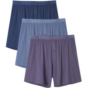 imageDAVID ARCHY Mens Boxers Soft Rayon Made from Bamboo Boxers for Men Pack Loose Underwear Cooling Mens Boxer ShortsDark BlueGrey BlueGrey Purple