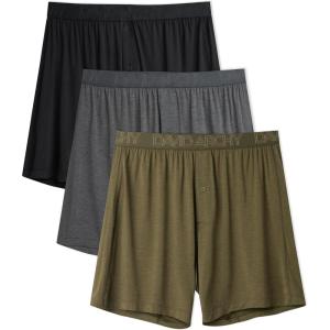imageDAVID ARCHY Mens Boxers Soft Rayon Made from Bamboo Boxers for Men Pack Loose Underwear Cooling Mens Boxer ShortsOlive GreenBlackDark Gray