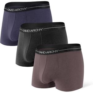 imageDAVID ARCHY Mens Trunks Underwear Cotton Modal Soft Breathable No Ride Up Pouch Underwear 34 or 6 PackBlackBrownish GrayNavy Blue3 Packa