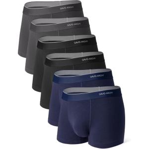 imageDAVID ARCHY Mens Trunks Underwear Cotton Modal Soft Breathable No Ride Up Pouch Underwear 34 or 6 PackBlackDark GrayNavy Blue6 Packg