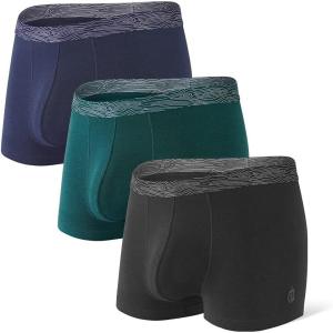 imageDAVID ARCHY Mens Trunks Underwear Cotton Modal Soft Breathable No Ride Up Pouch Underwear 34 or 6 PackBlackNavy BlueOlive Green3 Packc