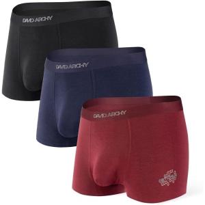 imageDAVID ARCHY Mens Trunks Underwear Cotton Modal Soft Breathable No Ride Up Pouch Underwear 34 or 6 PackBlackNavy BlueWine Red3 Packd
